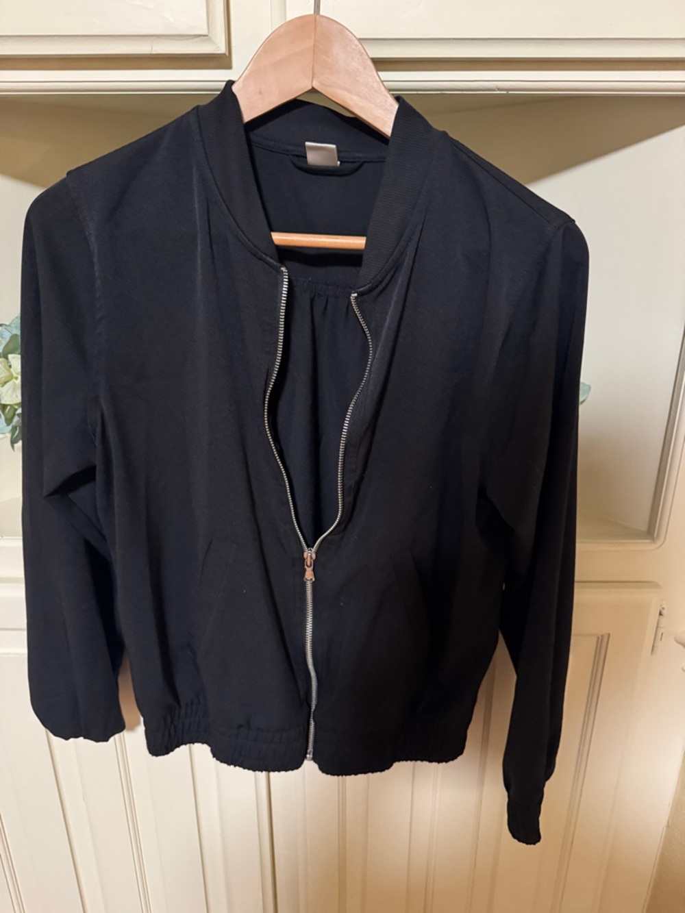 Old Navy Black Bomber Jacket with Silver Zip